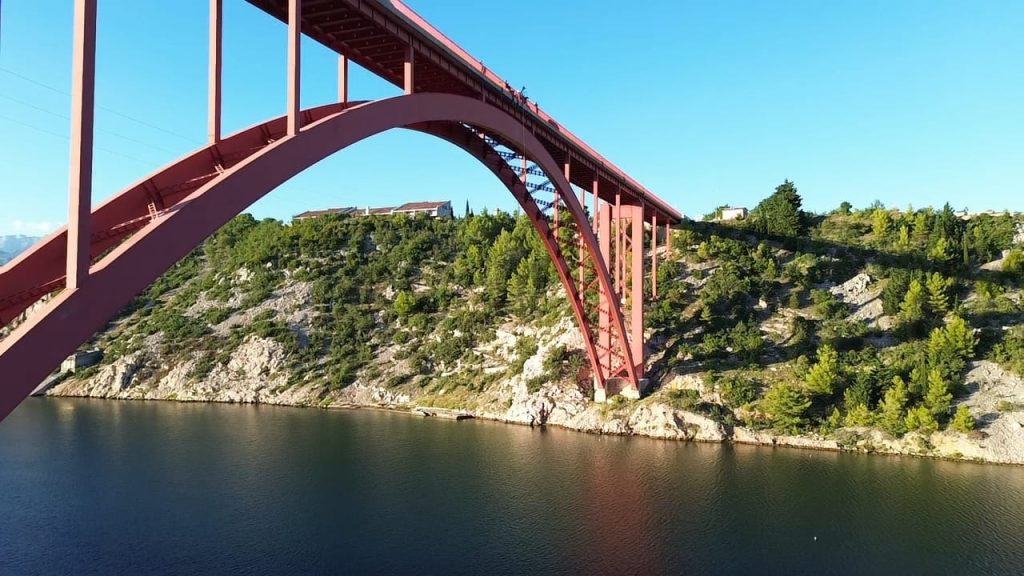 Close-up of the Maslenica Bridge arch in Croatia